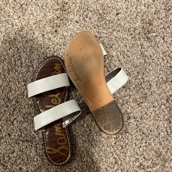 Sam Edelman White Haydee Flat Slide Sandals - Picture 2 of 3